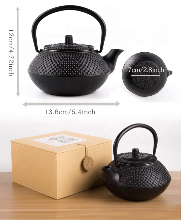 300ml Cast Iron Teapot with Stainless Steel Filter/HOBNAIL CAST IRON kettle Jug theiere fonte