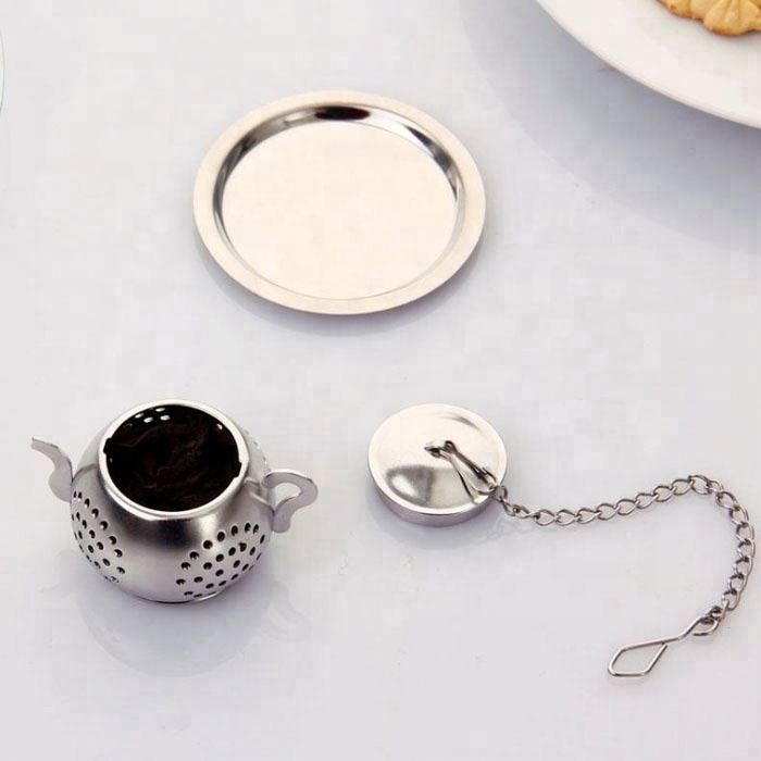 Wholesale Stainless Steel Teapot Shape Tea Filter Strainer Infuser with Long Chain hook