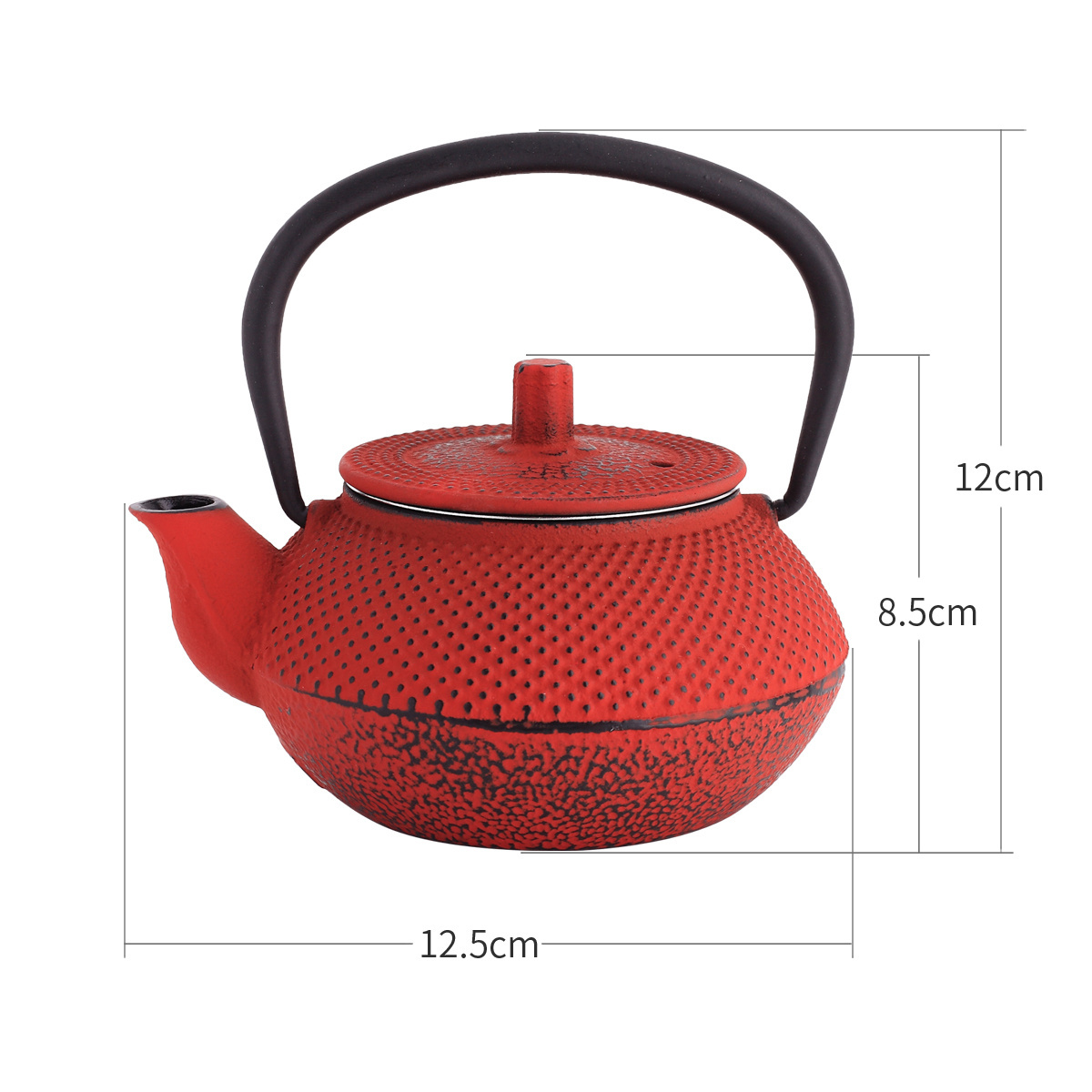 Small Capacity 300ml Red Cast Iron Tea Pot with SS Filter Inner Enamel Porcelain Anti-Rust Teapot Stocked