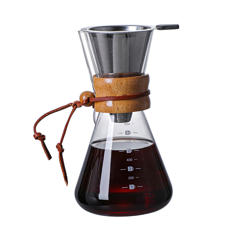 Stove Top Safe Borosilicate Glass Hand Drip Coffee Maker Cold Drink Holder Pot Pour 400ml 600ml 800ml with Filter