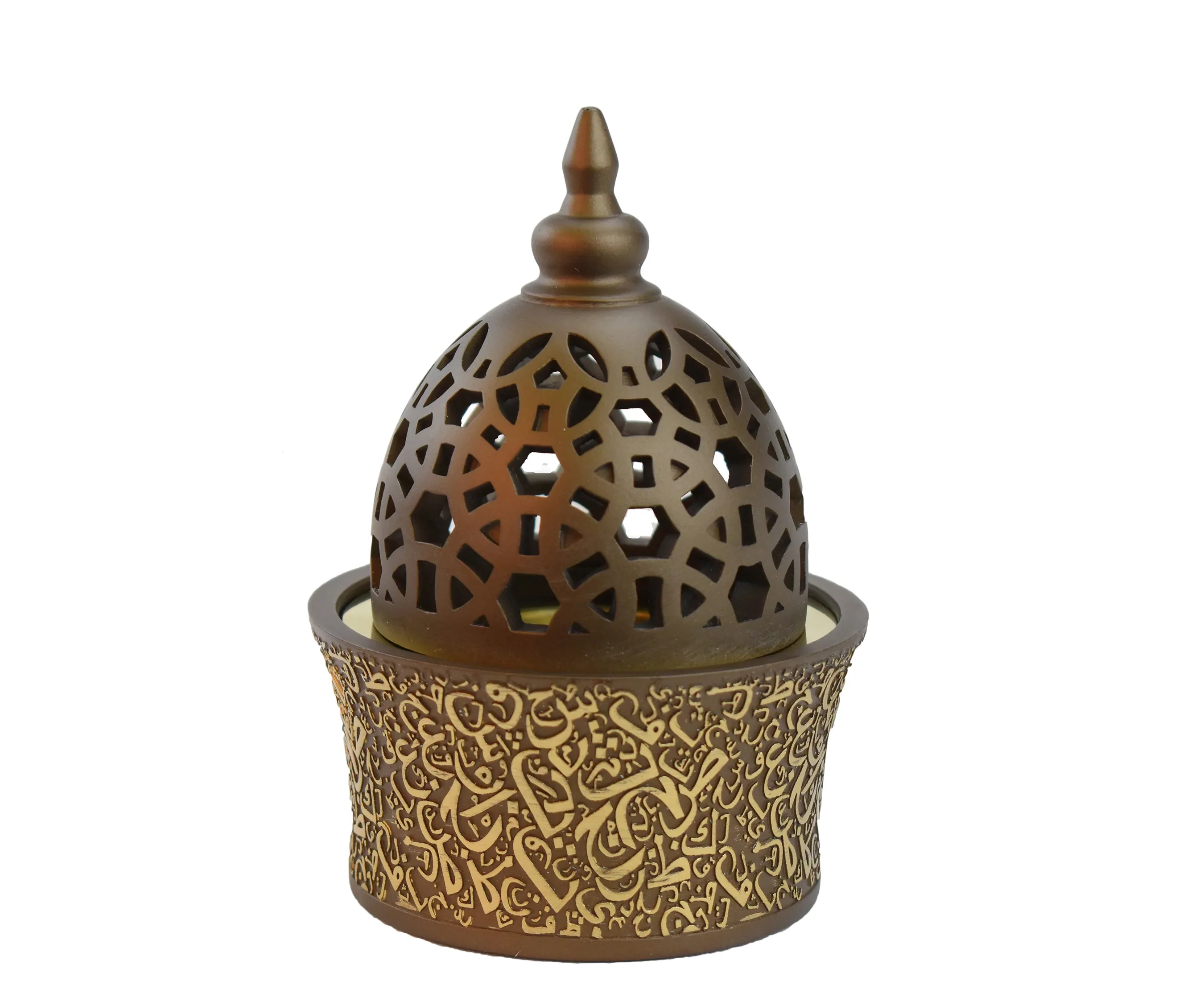 Luxury Calligraphy Style Closed Resin Incense Burner Home Office Decor Arabian Incense Bakhoor Burner(Mabkhara)