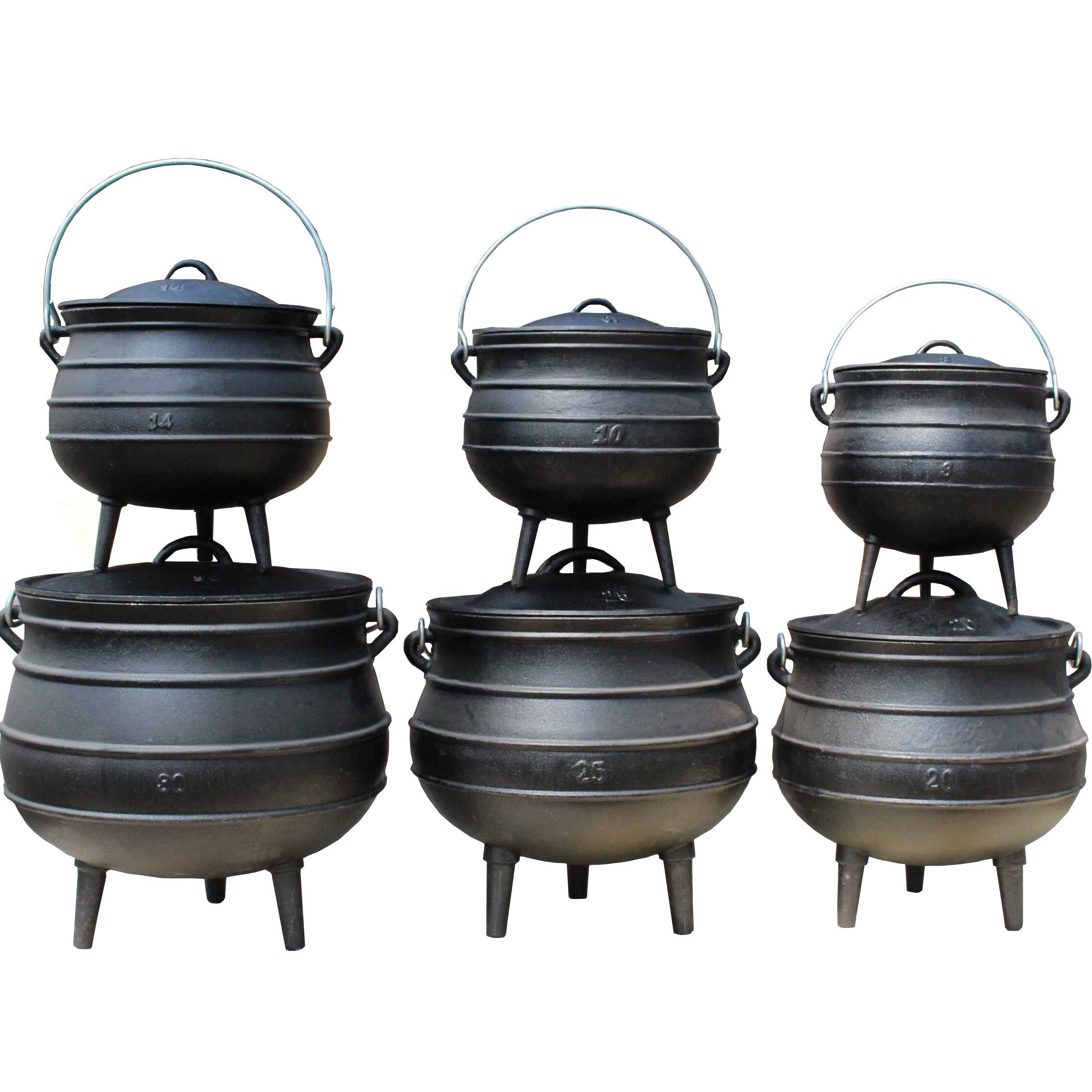 Amazon TOP QUALITY Different sizes 3 Legs cast iron camping Dutch oven POTJIE POT Cauldron stocked FOR SALE