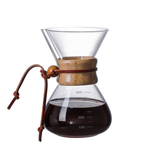 Stove Top Safe Borosilicate Glass Hand Drip Coffee Maker Cold Drink Holder Pot Pour 400ml 600ml 800ml with Filter