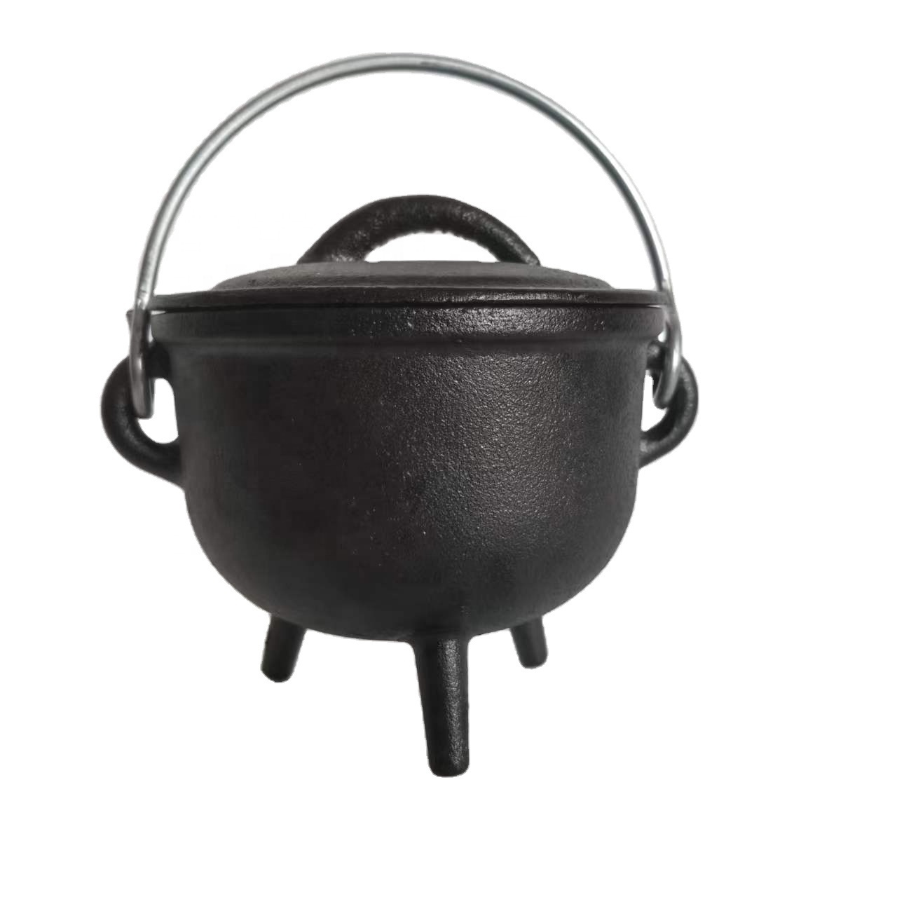 Plain Cast Iron Cauldron with Handle and Lid Stock Pot for Soup for Gas and Induction Cookers Halloween Use