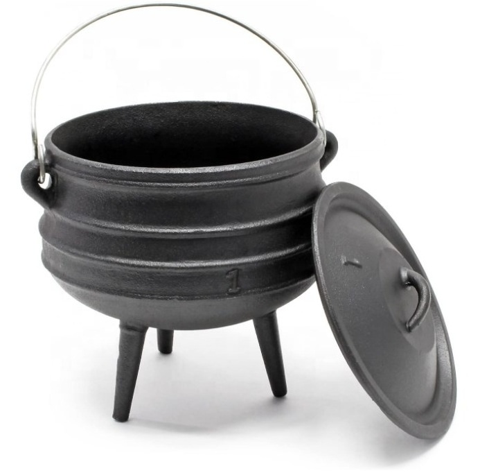 Traditional South African Botswana Potjie Pot Cast iron 3 legs Camping Outdoor Cooking Cauldron Stew Pot