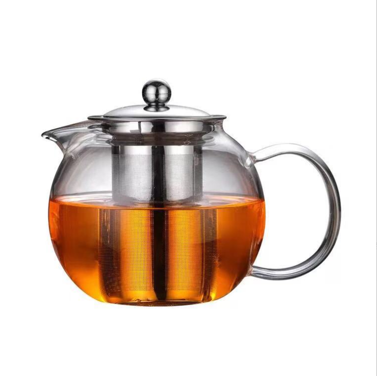 Stove Top Safe Borosilicate Glass Tea Pot With Stainless Steel Infuser Tea Maker Thicken Glass Teapot with Strainer & Lid