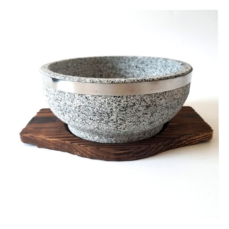 Top quality cheap price korean cookware Natural Granite sizzling stone dolsot bibimbap rice soup bowl restaurant serving pot