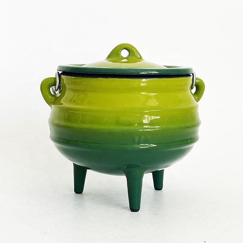 Wholesale Heavy Duty Enameled Cast Iron Cauldron Potjie Pot Outdoor Camping Soup Potjiekos