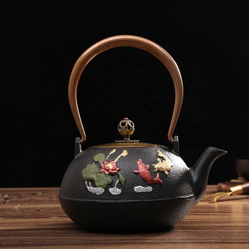 Japanese Tetsubin Tea Kettle Cast Iron Teapot with Stainless Steel Infuser Black 22 oz