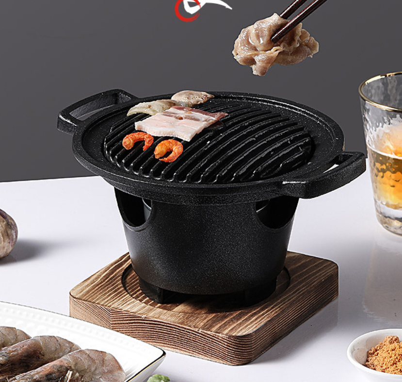 Japanese Hibachi Table Grill BBQ Grill Alcohol Stove Home Smokeless Barbecue Grill BBQ Oven Plate Roasting Cooker Meat Tools