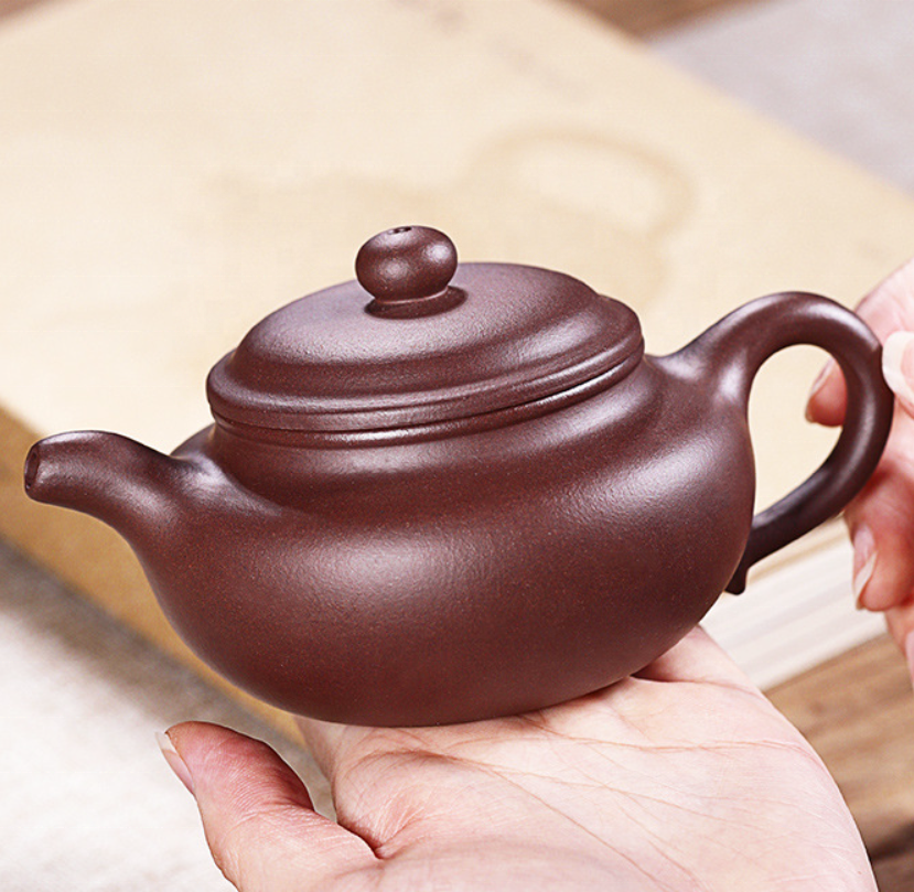 Chinese Yixing Zisha Clay Handmade Fanggu Pot Purple Mud Kungfu Kettle Pottery Filter for Loose Tea