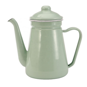 Enamel Coated Steel Vintage Style Teapot Tea Coffee Pot Jug 1.1L Green Color