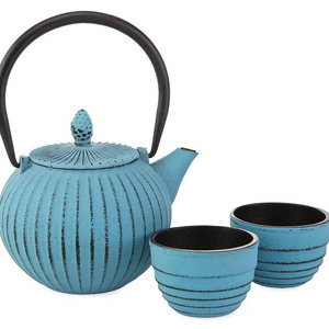 OEM Wholesale Tea Set Gift Durable Cast Iron Teapot Cup Set glazed interior with SS infuser