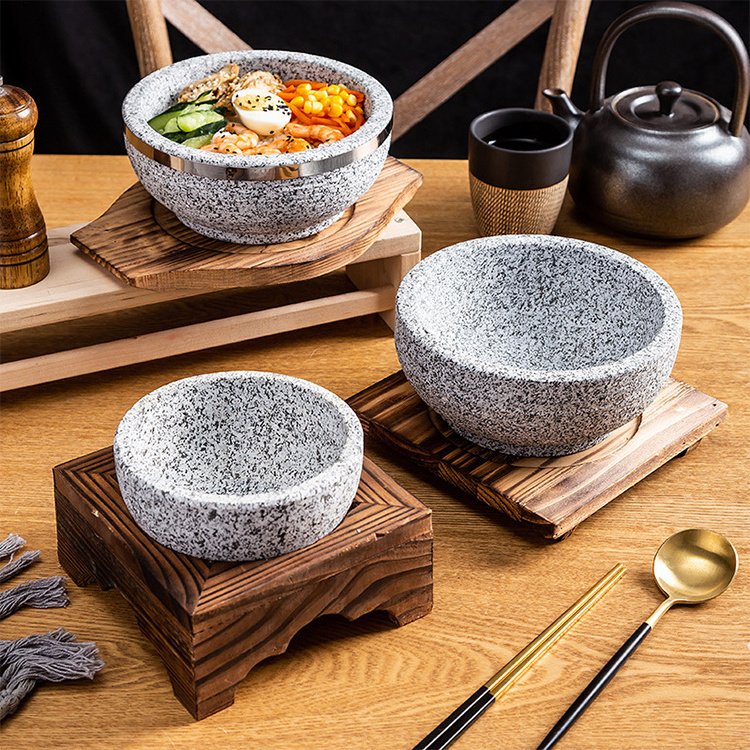 Wholesale granite stone bowl Korean Sizzling Hot Stone Pot Dolsot Bowl Ttukbaegi Bibimbap Stews Rice Soup Bowl