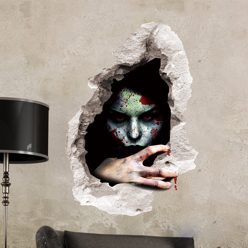 Hot Wholesale Festive Atmosphere Props Female Ghost Wall  Sticker for Haunted House Decoration