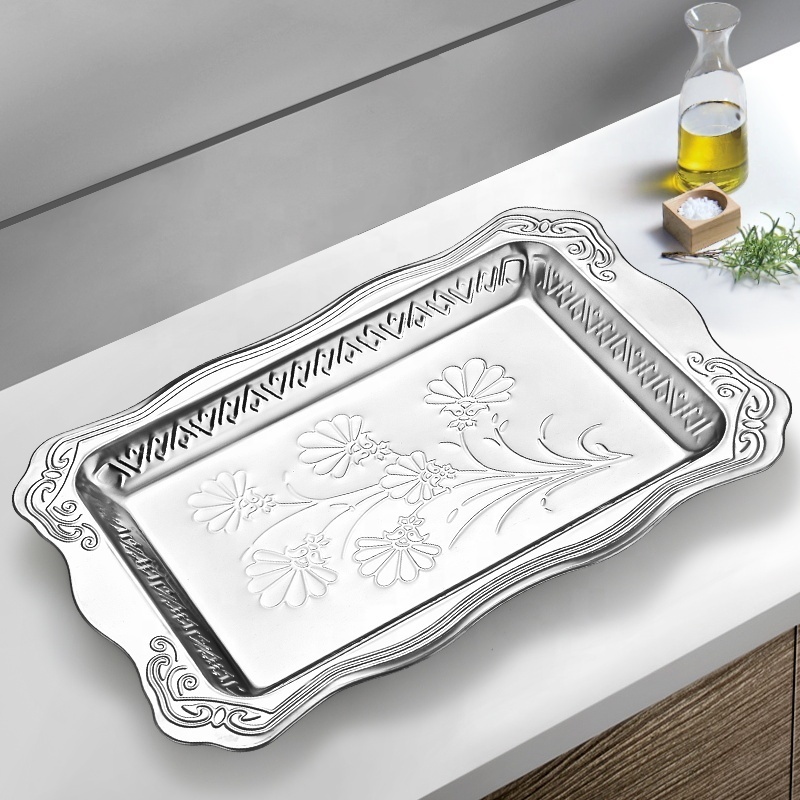 Stainless Steel Tray Food Serving Tray Rectangle Special Shape Wedding Tray