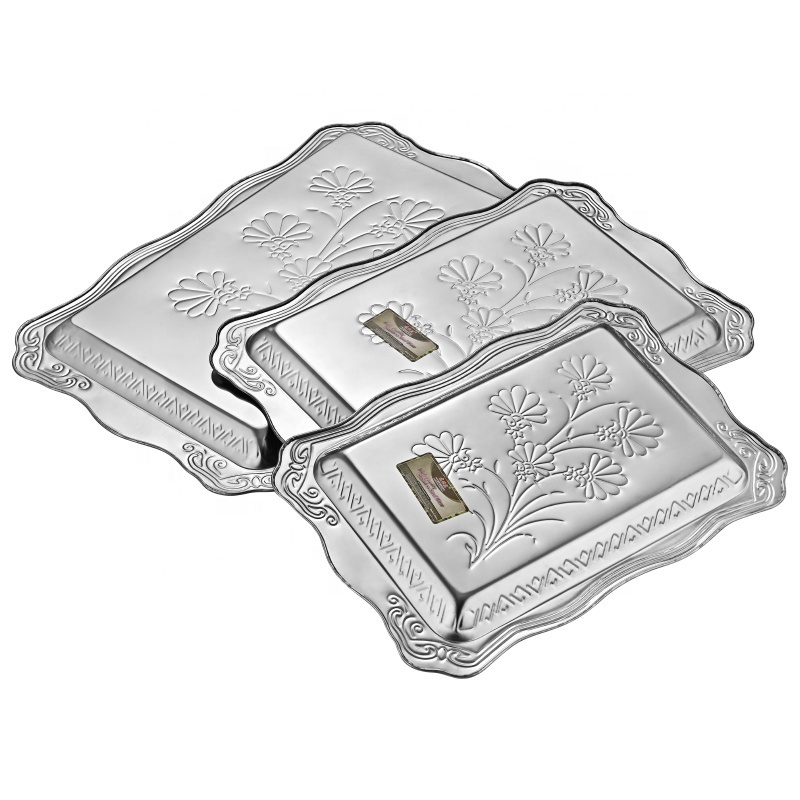 Stainless Steel Tray Food Serving Tray Rectangle Special Shape Wedding Tray