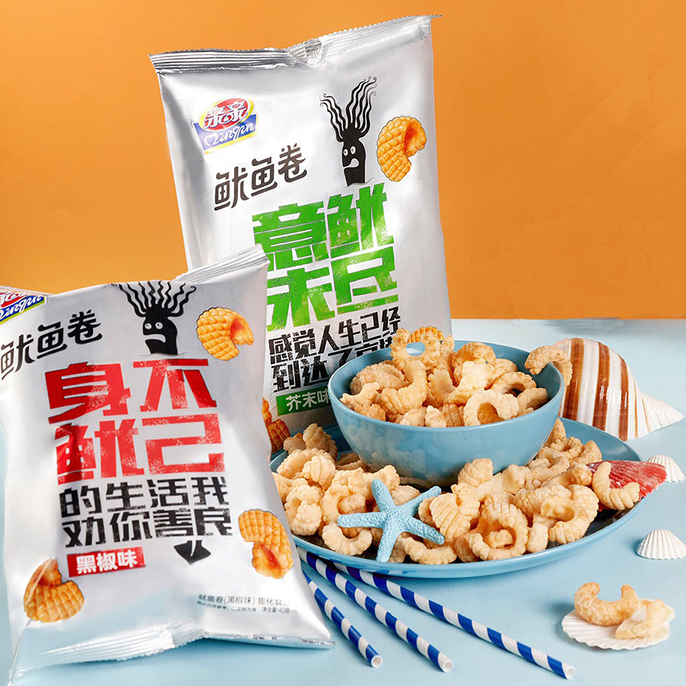 Fried Puffed 80g Dried Fish Squid Seafood Snacks