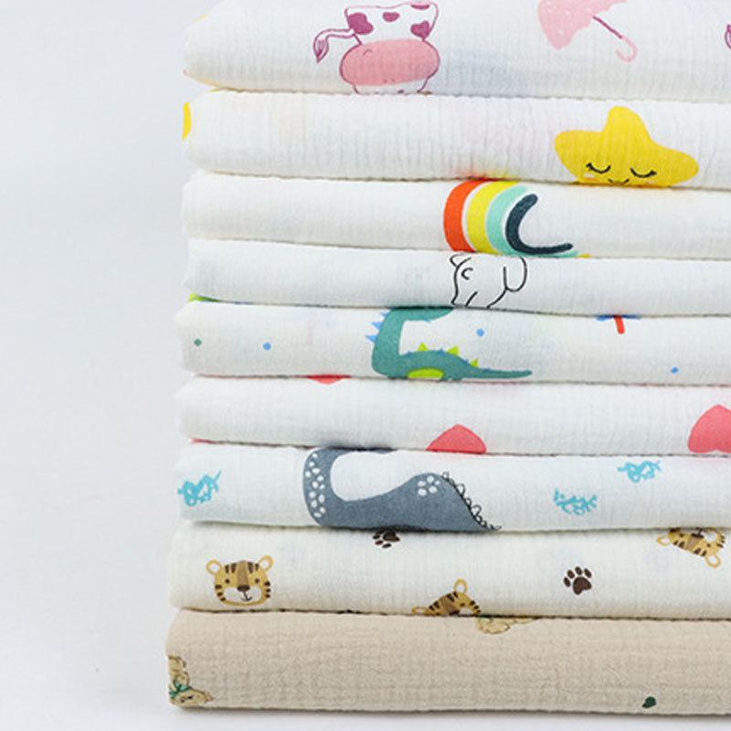 Wholesale custom printed organic 100% cotton double gauze muslin fabric for baby blanket