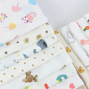 Wholesale custom printed organic 100% cotton double gauze muslin fabric for baby blanket