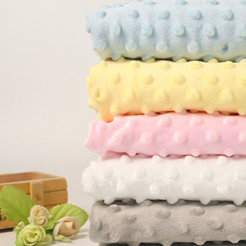 High Quality Baby Swaddle Blanket Toys Fabric Super Soft Poly Embossed 100% Polyester Cuddle Bubble Minky Dot Plush Fabric