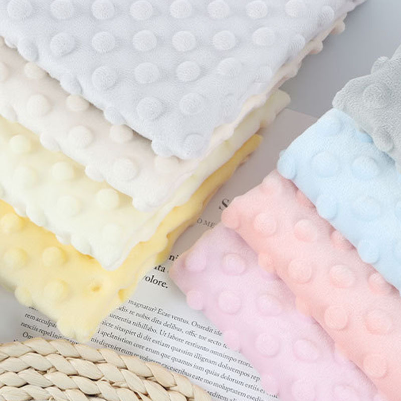 High Quality Baby Swaddle Blanket Toys Fabric Super Soft Poly Embossed 100% Polyester Cuddle Bubble Minky Dot Plush Fabric