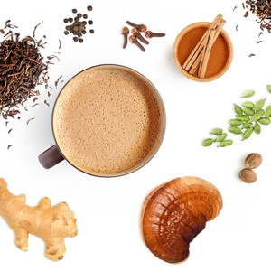 Coconut Cream Oat Milk Mushroom Adaptogens Spiced Masala Chai Tea Latte