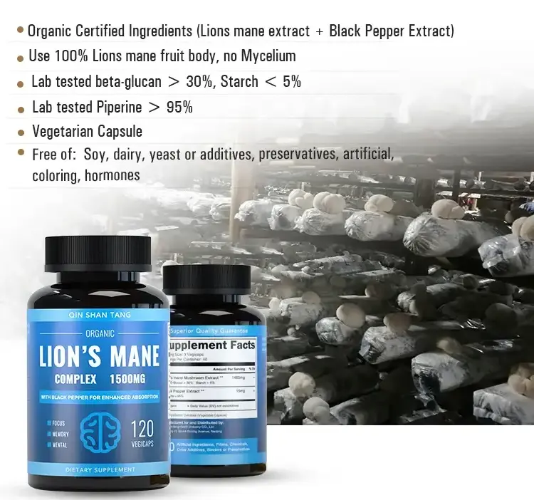 Lions Mane Branded Capsule Lion's Mane Mushroom Capsules Ginkgo Biloba Shilajit Aswagnda Sea Moss Lions Mane Mushroom Capsules