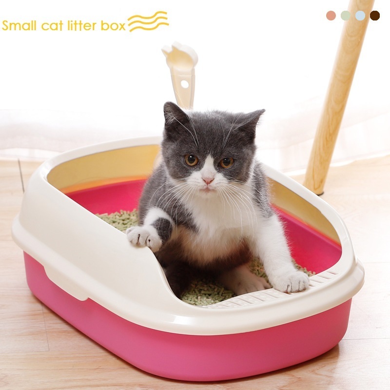 Plastic pet toilet potty splash-proof cat litter box cat tray spoon kitten cleaning pet toilet cat box