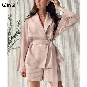 QINSI 2023 Bathrobe Female Women's Gown Cotton Robe With Sashes Pajamas Pink Light Robes For Coverage Long Sleeve Cotton Robe