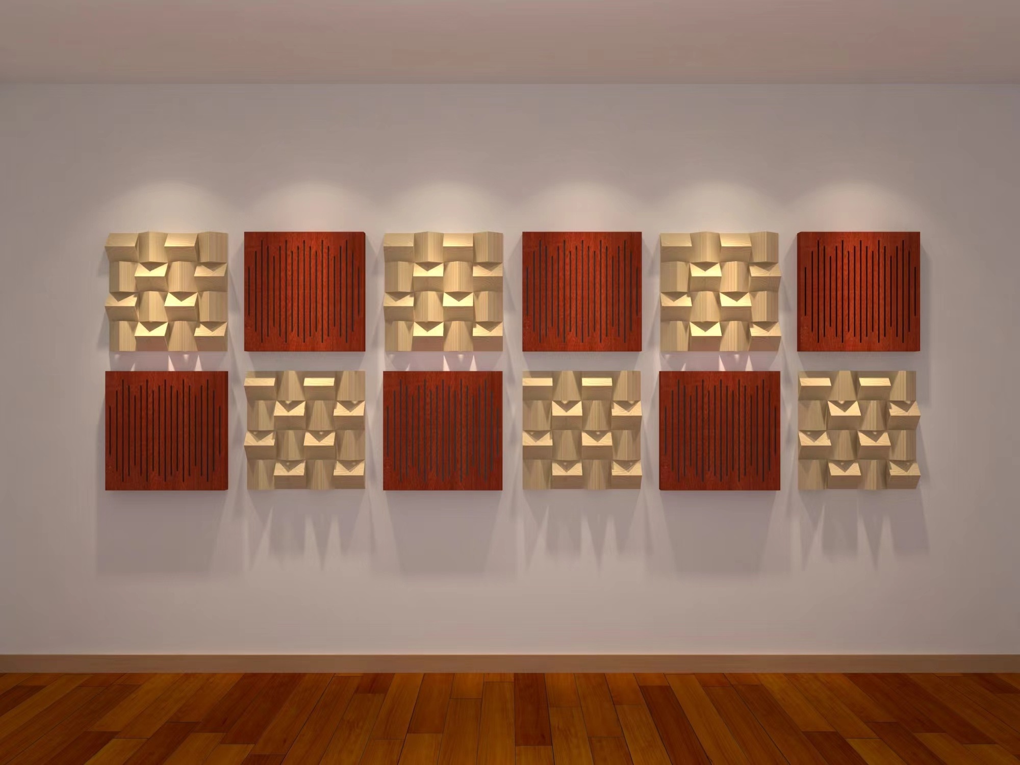 Sound Diffuser Ceiling Theater Solid Wood Acoustic Panel skyline acoustic diffuser plates studio soundproofing