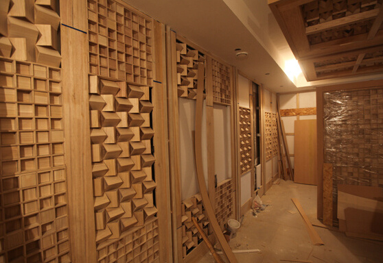 Quadratic Skyline Wooden Sound Diffuser Acoustic Noise Absorption Audio Diffusor Panels Treatment Studio