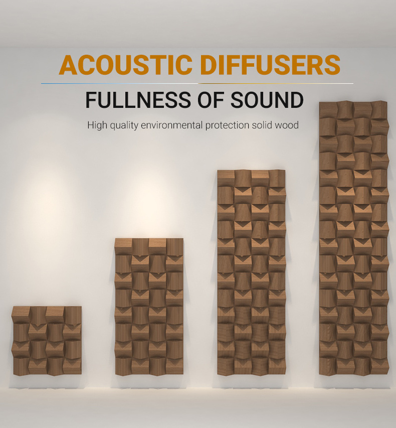 Sound Diffuser Ceiling Theater Solid Wood Acoustic Panel skyline acoustic diffuser plates studio soundproofing