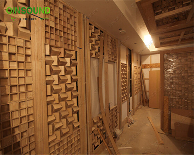 3D Solid Wood Acoustic Diffuser Wall Panels Sound Diffusers Ceiling Acoustic Panels for Home Theater