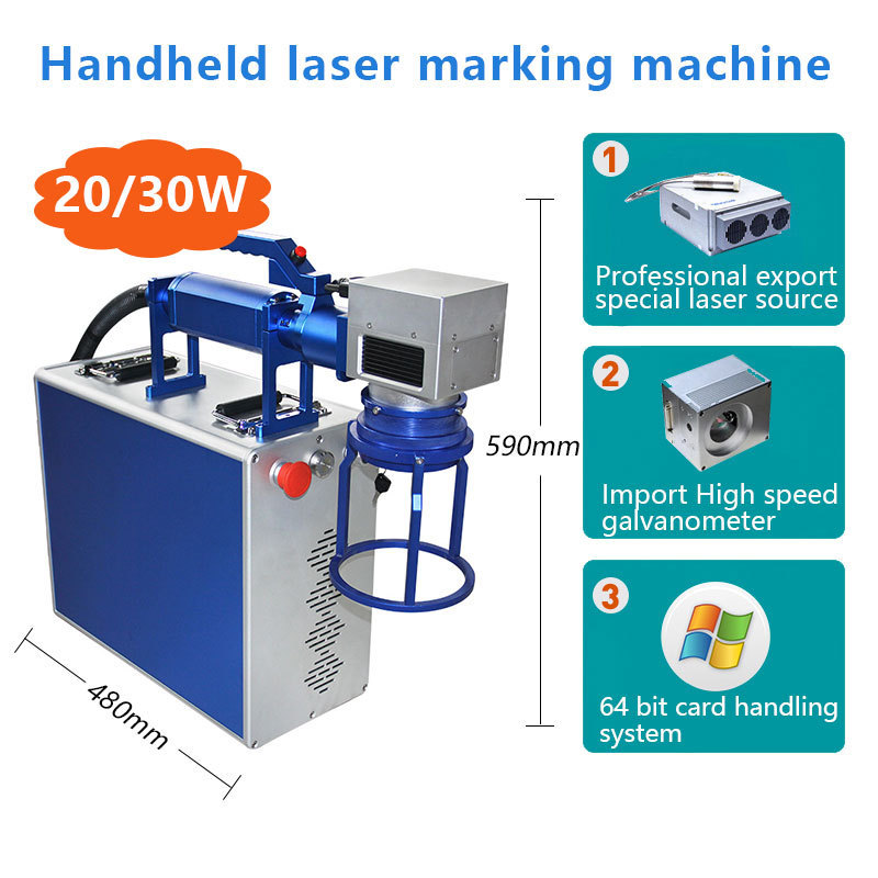 handheld industrial   portable fiber laser marking  machine  20w 30w 50w 100w Fiber Laser Printer in Stainless Steel