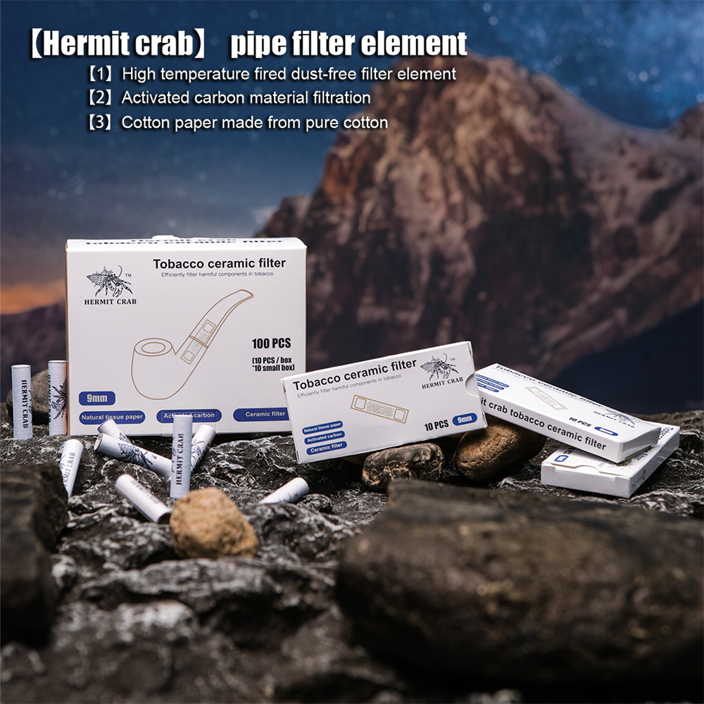 Hermit crab tobacco pipe filter cartridge cotton paper dust-free filter head activated carbon filtration electric herb grinder