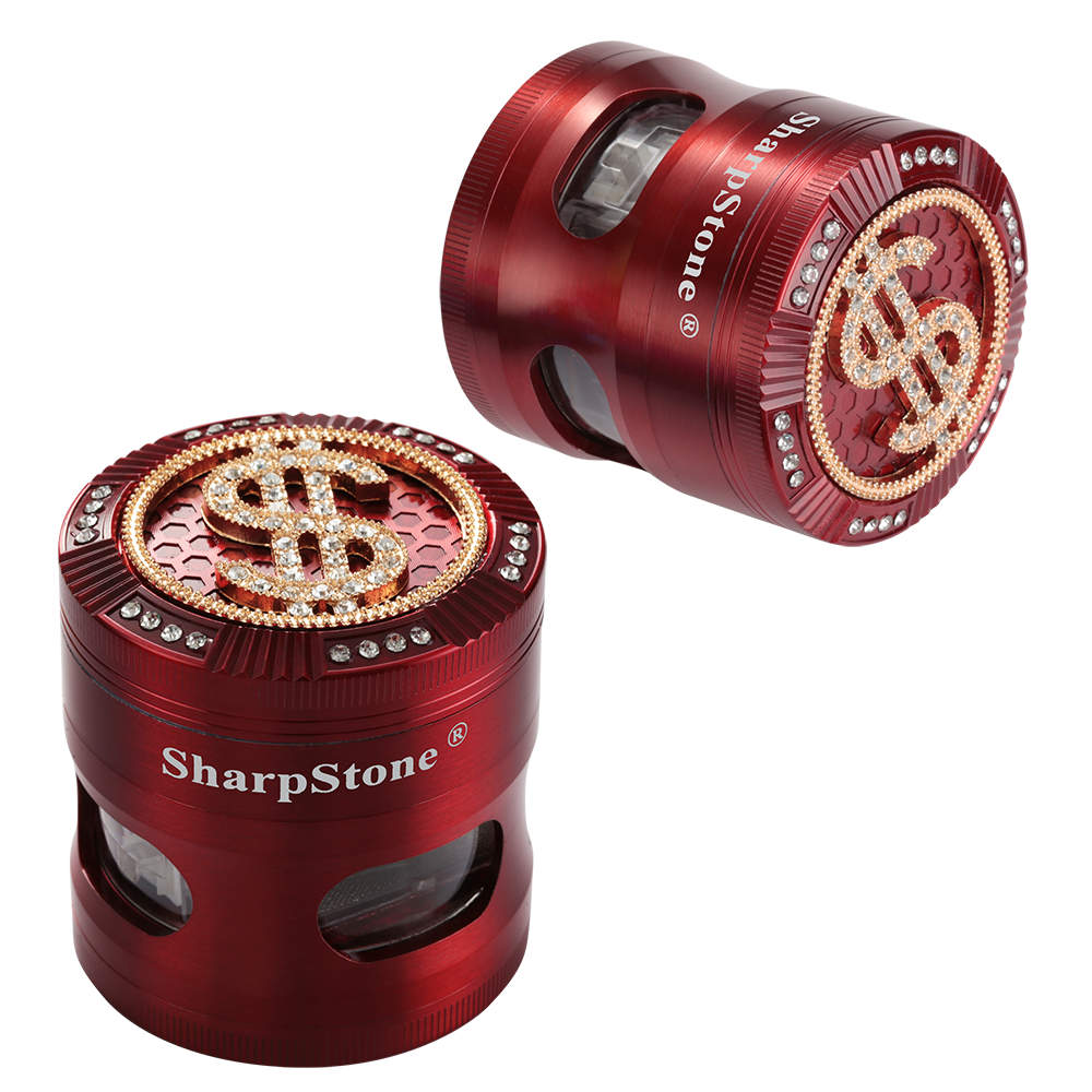 SHARPSTONE herb grinder with  Zinc alloy 63 point diamond animal waist drawer