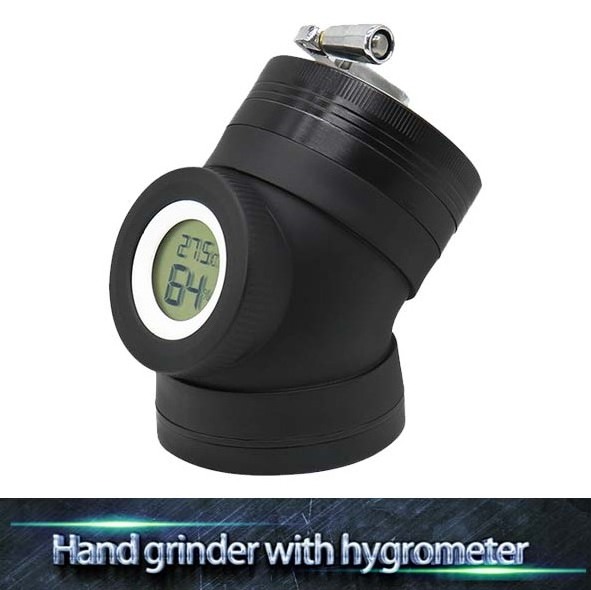 New tobacco grinder with drilling rudder crooked neck 63MM4-layer electroplating grinder with magnifying glass elbow