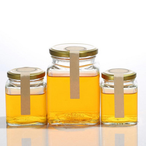 50ml 80ml 100ml 150ml 200ml 280ml 380ml 500ml 730ml Food Storage Square Honey  Glass Jar  for jam and pickle with metal lid