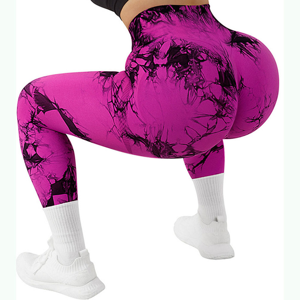 S-XL Thickened Tie Dye Seamless Leggings Push up Women Mallas Sports Fitness Contour Yoga Running Pants Elastic Nylon Tight Pant