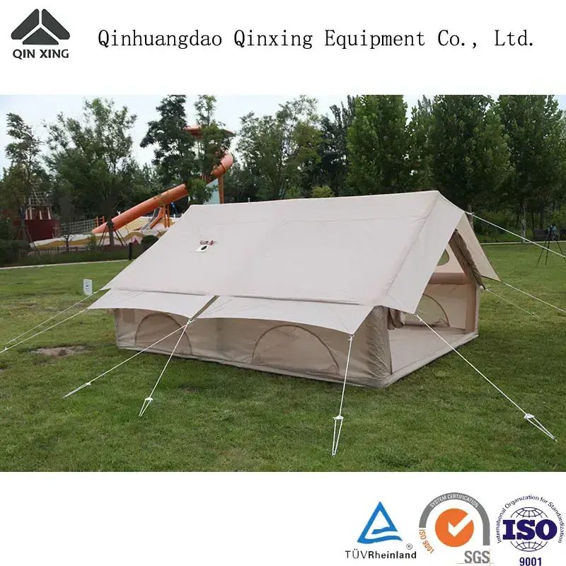 QX 12M Outdoor Khaki luxury winter inflatable camping canvas air tent