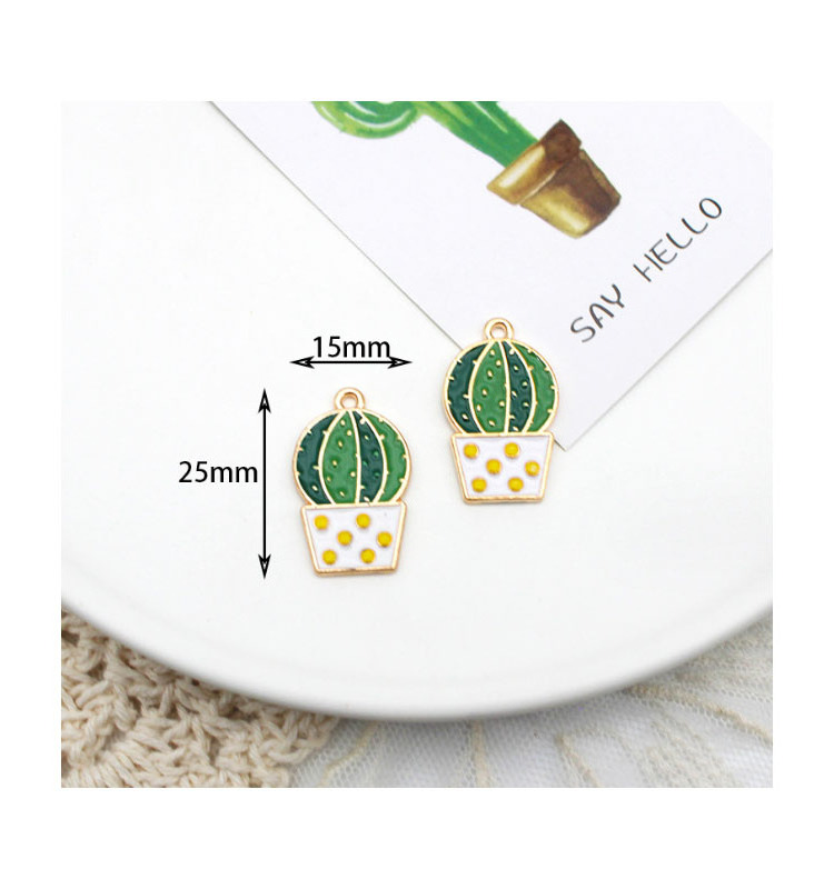 Metal Alloy Enamel Cactus Coconut Tree Dangle Charm for DIY Bracelet Jewelry Making