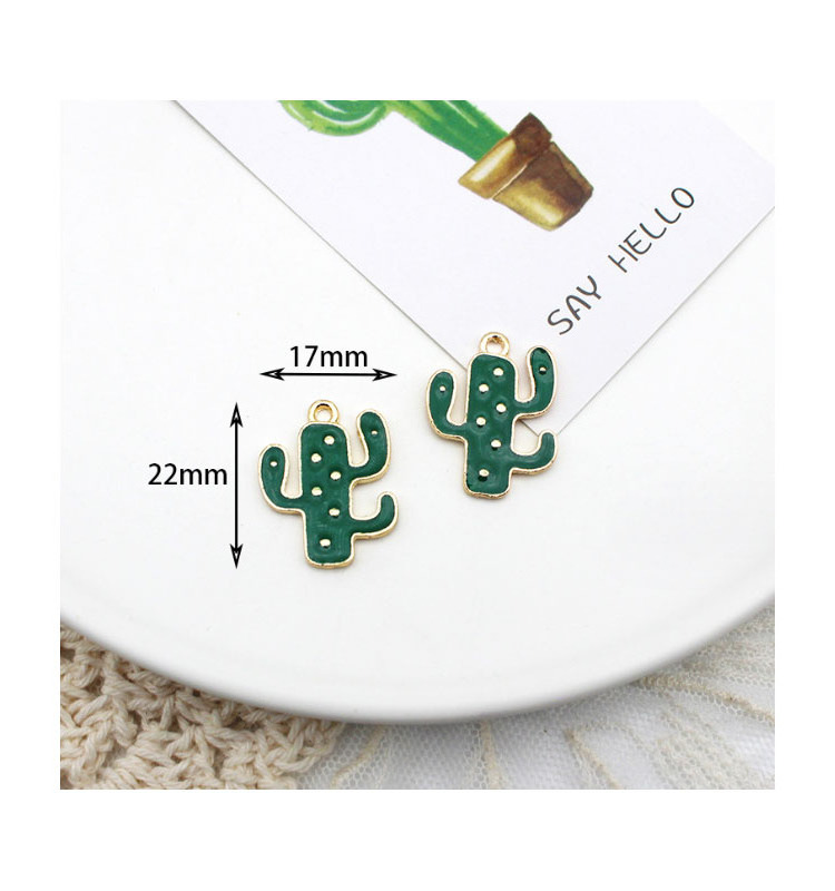 Metal Alloy Enamel Cactus Coconut Tree Dangle Charm for DIY Bracelet Jewelry Making