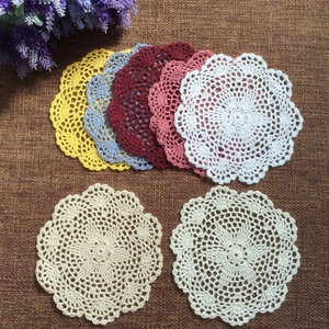 Round Handmade Cotton Lace Crochet Mat Lace Crochet Pad Doilies for Cup Bowl Dish Dining Table