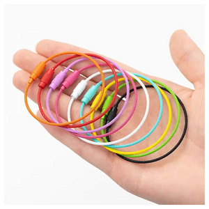 1.5*150mm Colorful Stainless Steel Cable Wire Rope Screw Locking Loop Key Ring For DIY Crafts