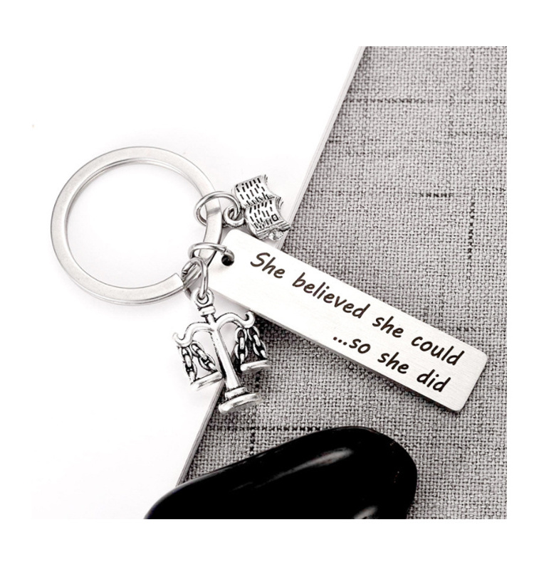 Lawyer Gift She Believed She Could So She Did Keychain Scales of Justice Lawyer Keychain Keyring For Law School Graduation Gift