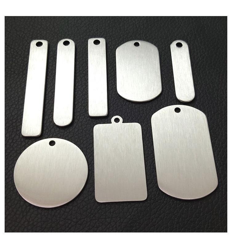 Metal Engraving Blank Stamping Tag Brushed Stainless Steel Rectangle Round Blank Tag For DIY Crafts Keychain Dog Tag