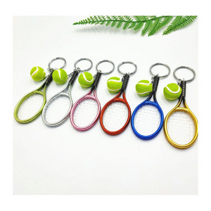 Mini Creative Tennis Racket Ball Keychain Keyring Sports souvenir Gift Key chain