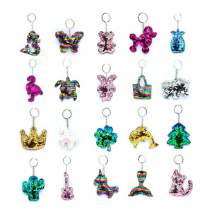 Nicely Animals Mermaid Butterfly Unicorn Sequin Bling Bag Keychain Keyring For Birthday Party Favors Gift Bag Accessories