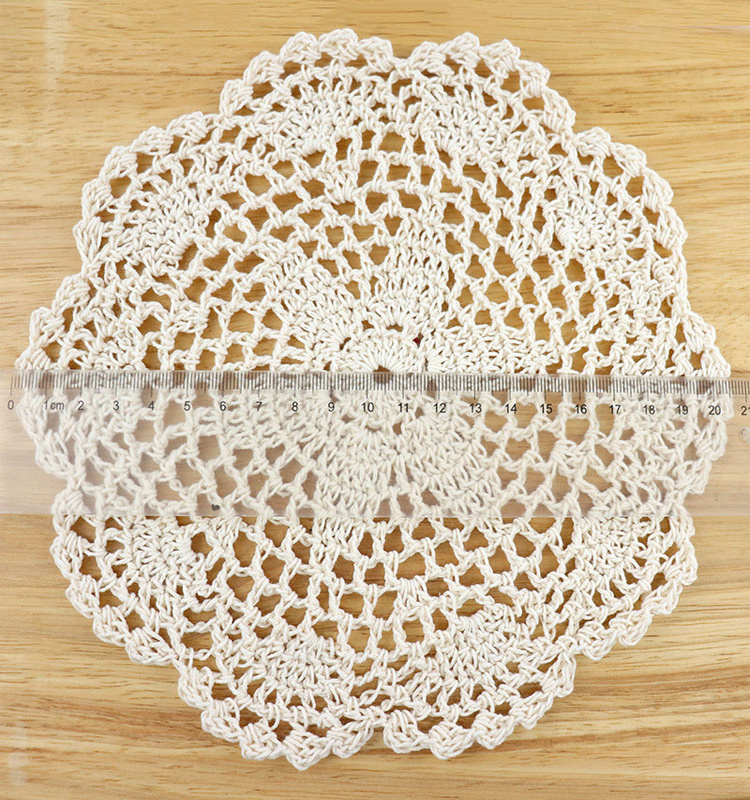 Round Handmade Cotton Lace Crochet Mat Lace Crochet Pad Doilies for Cup Bowl Dish Dining Table